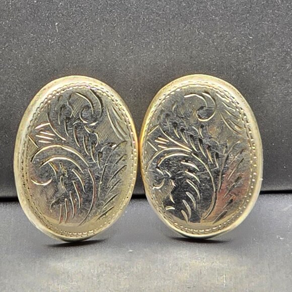 VTG Sterling Silver Floral Stud Earrings 1.25" Hollow Oval Signed FG 8.11g - Picture 6 of 10